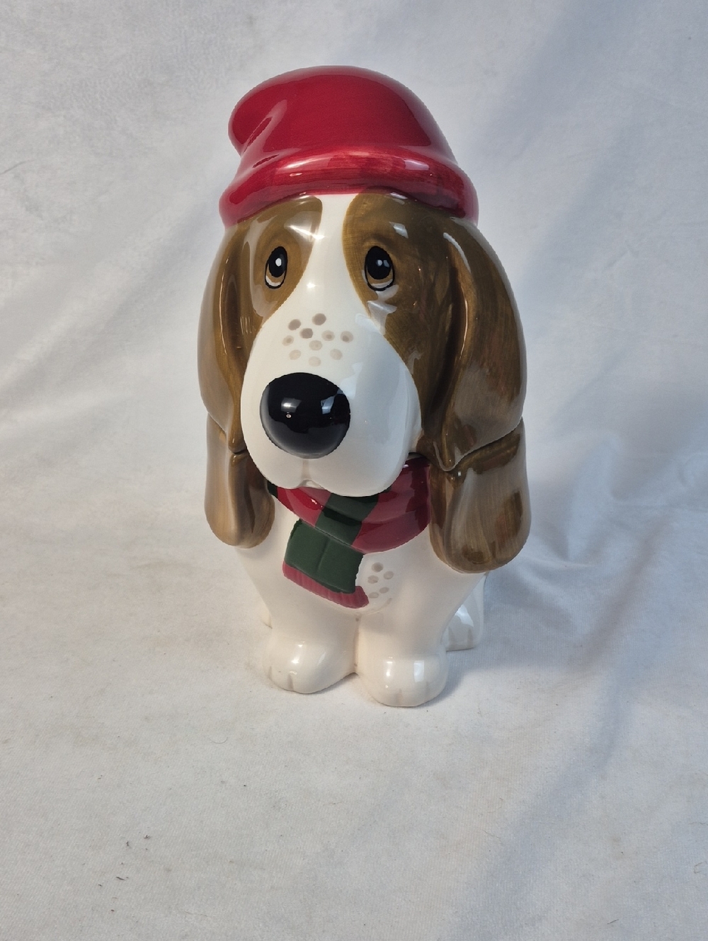The Pioneer Woman Ceramic Winter Xmas Charlie Basset Hound Dog Treat/cookie Jar